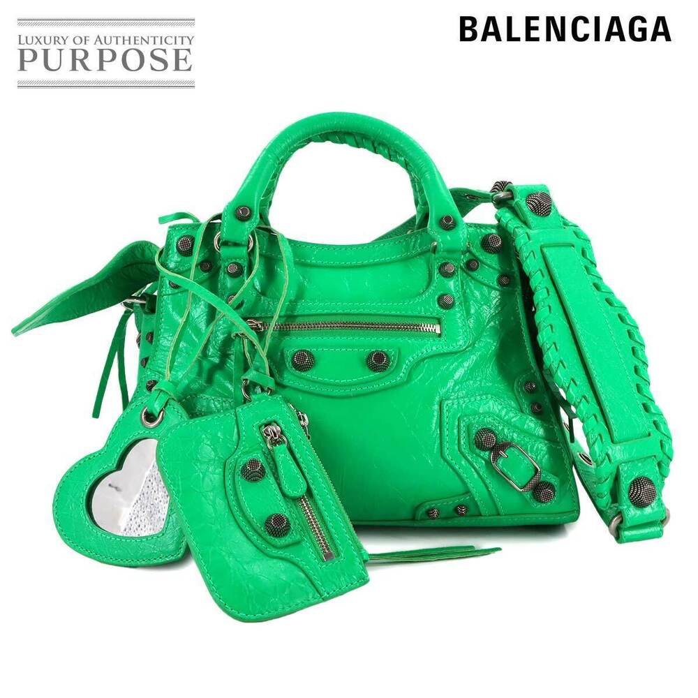 Balenciaga Neo Cagole XS Hand Shoulder Bag Leather Vivid Green